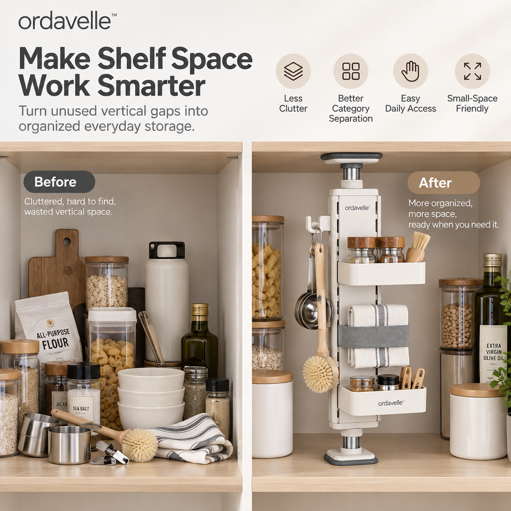 ordavelle™  Tension-Fit Storage Wall Organizer