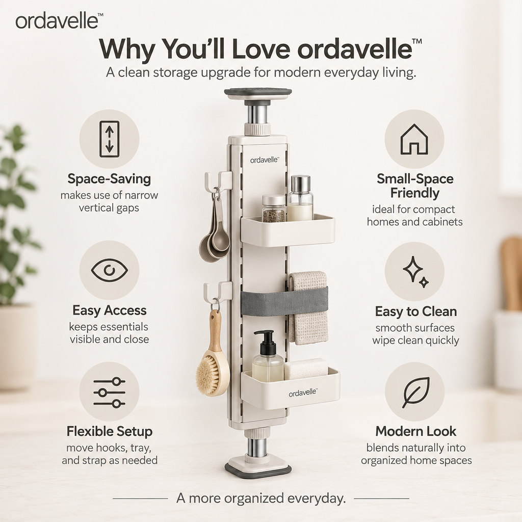 ordavelle™  Tension-Fit Storage Wall Organizer