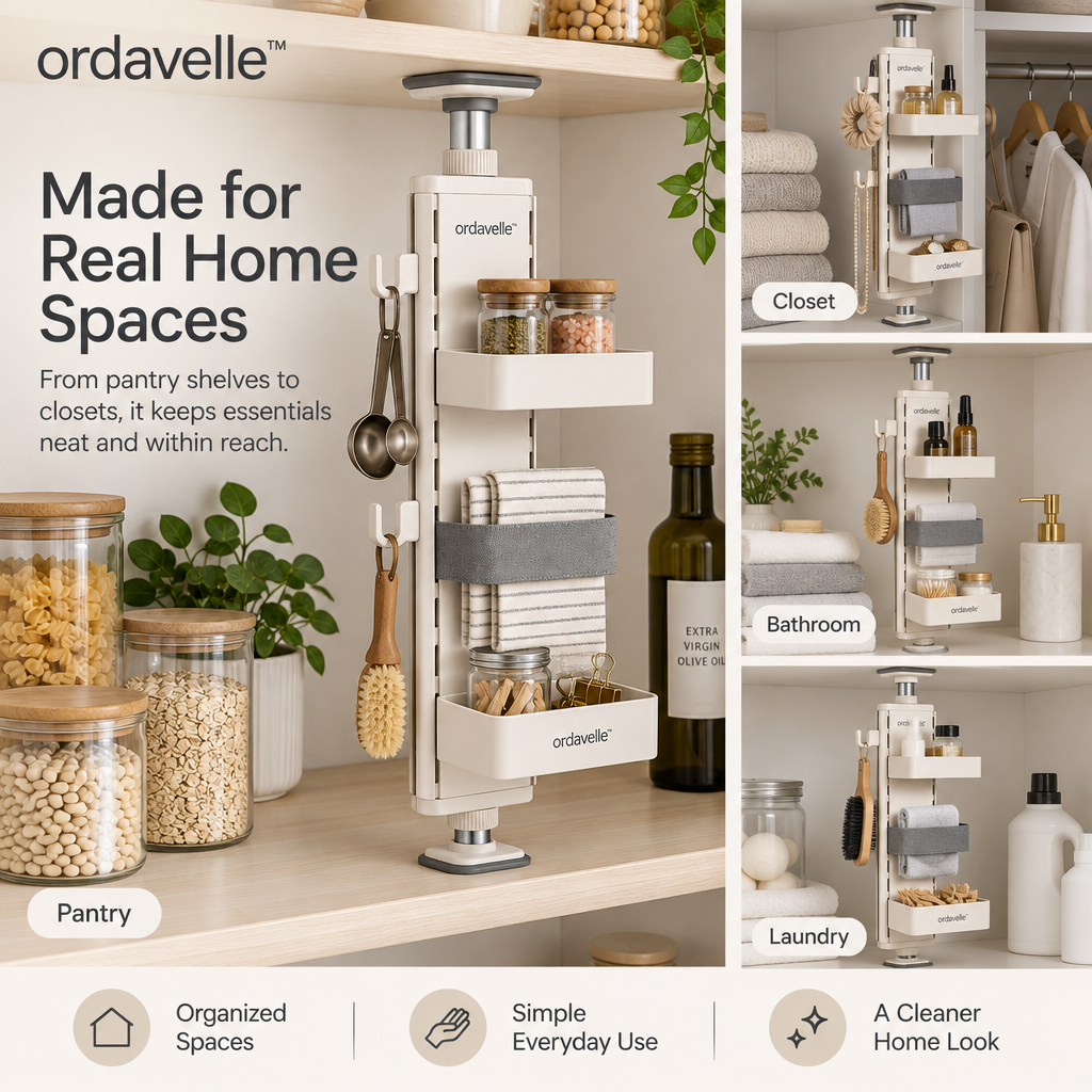ordavelle™  Tension-Fit Storage Wall Organizer