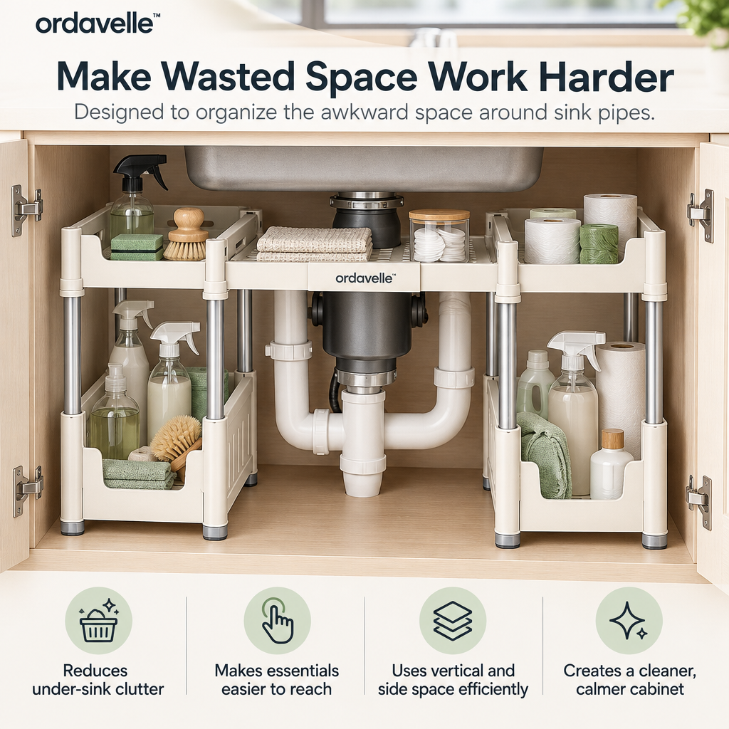 ordavelle™  Wrap-Around Under-Sink Organizer