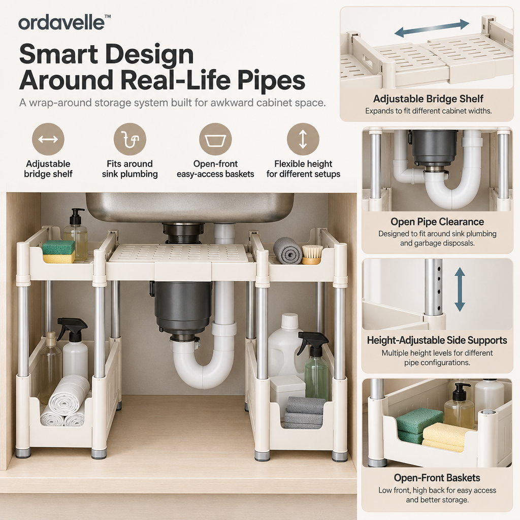 ordavelle™  Wrap-Around Under-Sink Organizer