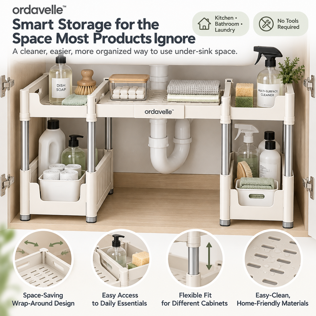 ordavelle™  Wrap-Around Under-Sink Organizer